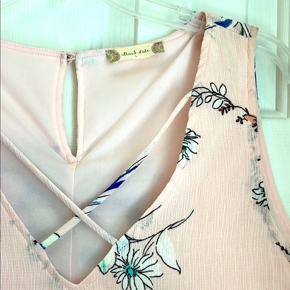 Altar'd State Pink Blue Floral A-Line Sundress V-Neck L - Picture 3 of 11